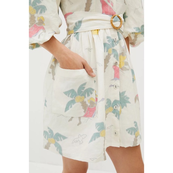 Anthropologie Palm Tree Linen Mini Dress x Place Nationale - Picture 4 of 8